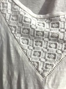 Lacy Yoke Round Neck Top