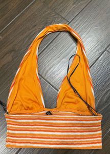 Striped Halter Crop Top