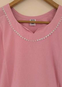 Pink Top with Detail and plane pant
