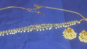 Cz Stone Hip Belt And Guttapusla Peacock Earrings