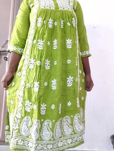 Green Embroidered Kurta