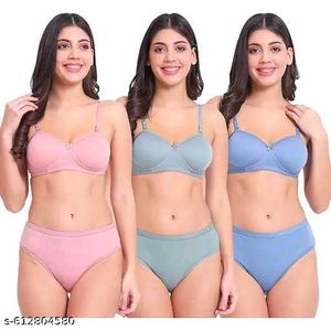 Women's Half Cup Lightly Padded Bra Panty Set