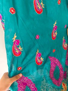 Teal Paisley Embroidered Dress