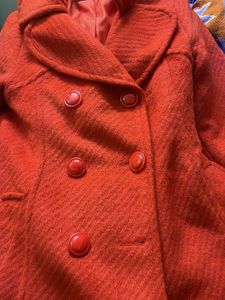 Elegant Red Wool Blend Coat