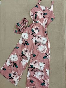 Floral Print Jumpsuit with Matching Belt