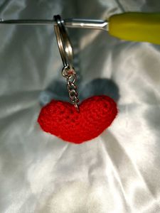 Red Heart Crochet Keychain