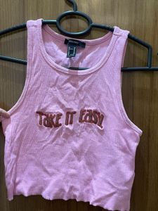 FOREVER 21 Pink Embroidered TankTop