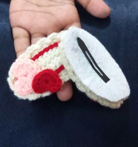 Dual Hearts Crochet Hair Clips
