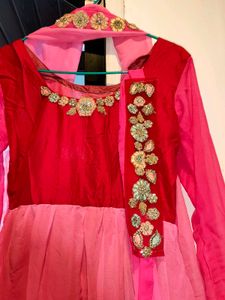 Red & Pink Kurta Set