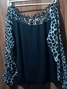 Blousy Black Silk Top For Womens