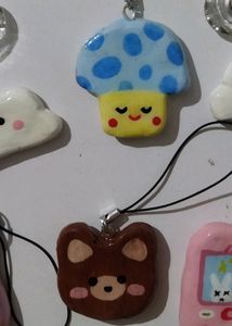 Combo Of 2 Mushroom & Teddy Phone Charm