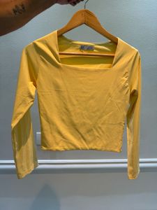 Yellow Square Neck Top