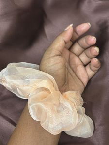 Peach Organza Scrunchie
