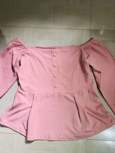 Pink Off-Shoulder Unused Peplum Top