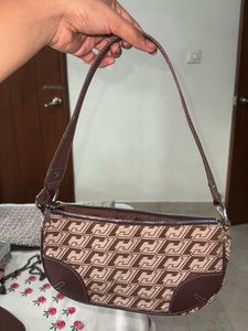 Brown Y2K baguette shoulder Bag
