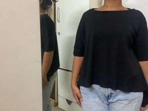 Black Plain Zip Up Crop Top