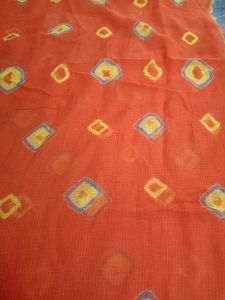 Orange Kotta Dhoria Saree With Grey Border