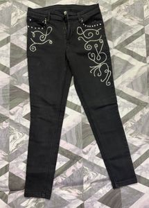 Vintage Embroidered Black Jeans