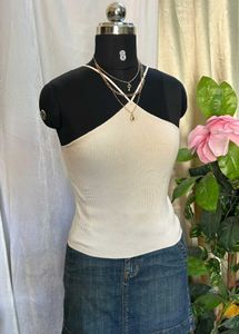 Zara Ribbed Hanging Neck Tank Top