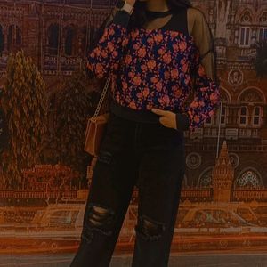 Pink Printed Floral Top❤️