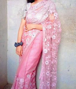 baby pink saree