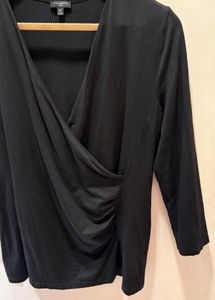 Talbots Black Wrap Top