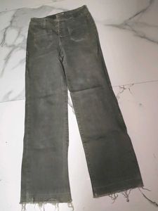Olive Green Wide Leg Jeans