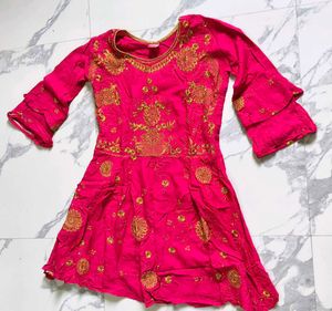 Pink Embroidered Kurta