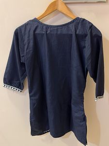 Elegant Navy Blue Embroidered Kurta