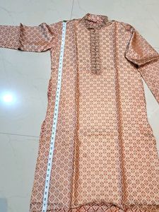 Men Silk Sherwani Style Zari Kurta Set