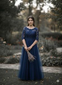 Navy Blue Lace Dress