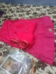 Hot Pink Embroidered Lehenga 34&#34; Size Non  Stiched