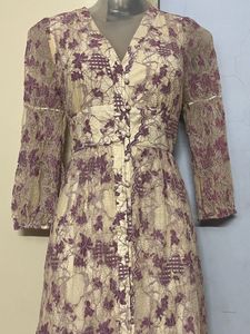 Pintrest Korean Floral Lace Midi Dress