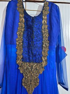 Navu Blue Anarkali Gown With Dupatta