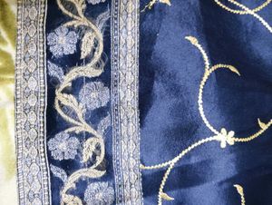 Organza Fabric Lehnga Choli Navy Blue 💙