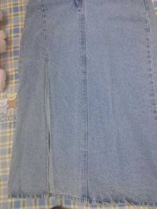 Denim Midi Skirt with Slit