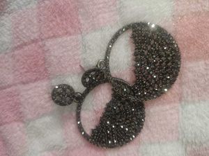 Sparkly Black Circle Drop Earrings