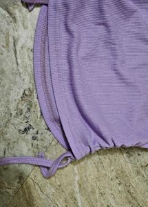 Lilac Tie-Side Cropped Tee