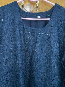Chikankari Elegant Black Kurta XXL