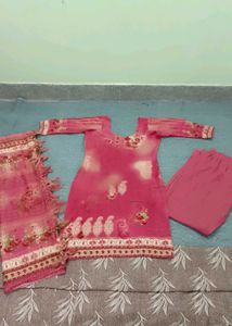 Pink Floral woolen suit set