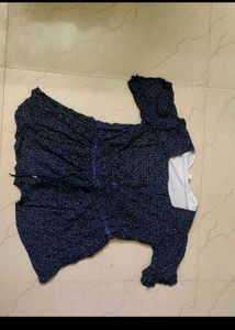Navy Blue Polka Dot Top
