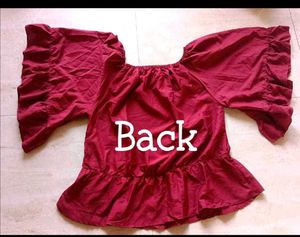 Maroon Ruffle Sleeve Top