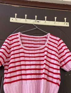 korean pink striped top