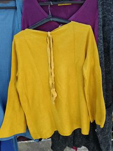 Mustard Top with Bell Sleeves