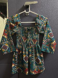 Girls' Green Patterned Top