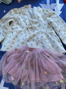 Girls' Floral Top & Tulle Skirt Set