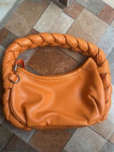 Orange Braided Handle Bag