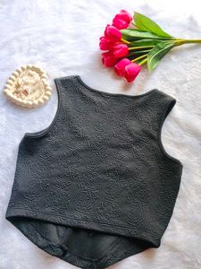 Elegant Black Floral Corset Top