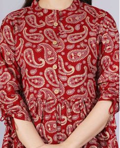 JAYRA TEXTILE Casual Printed Women Maroon Top