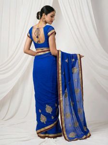 Blue Embroidered Saree with Blouse